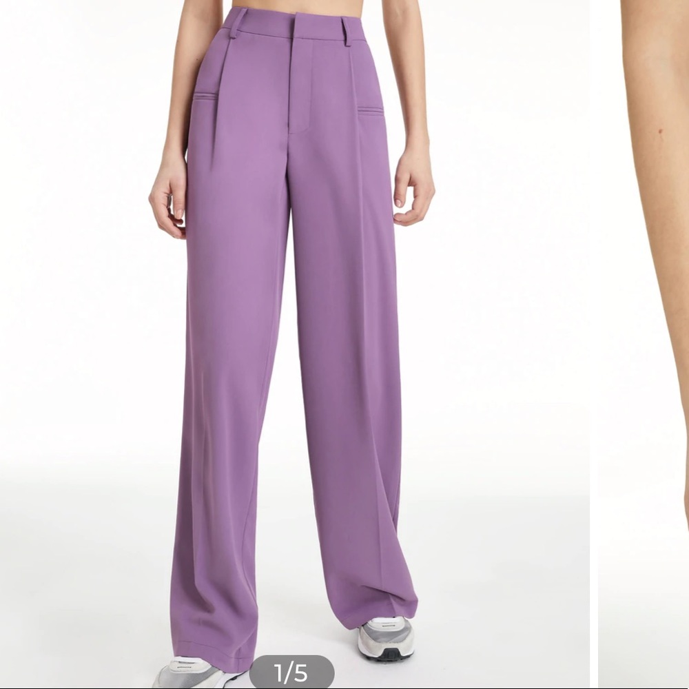 purple high waisted wide leg regular fit trousers